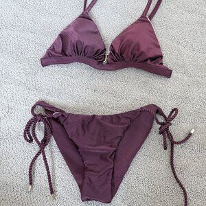 Silky Bikini 2 Piece Set - Side Strings - Sexy Velvet - High Quality